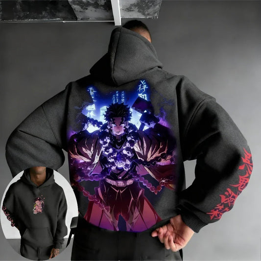 Demon Slayer Men's Hoodie Sweatshirt Gyomei Himejima Anime Spring Autumn Winter Boy Harajuku Long-sleeved Parent-child Outfit