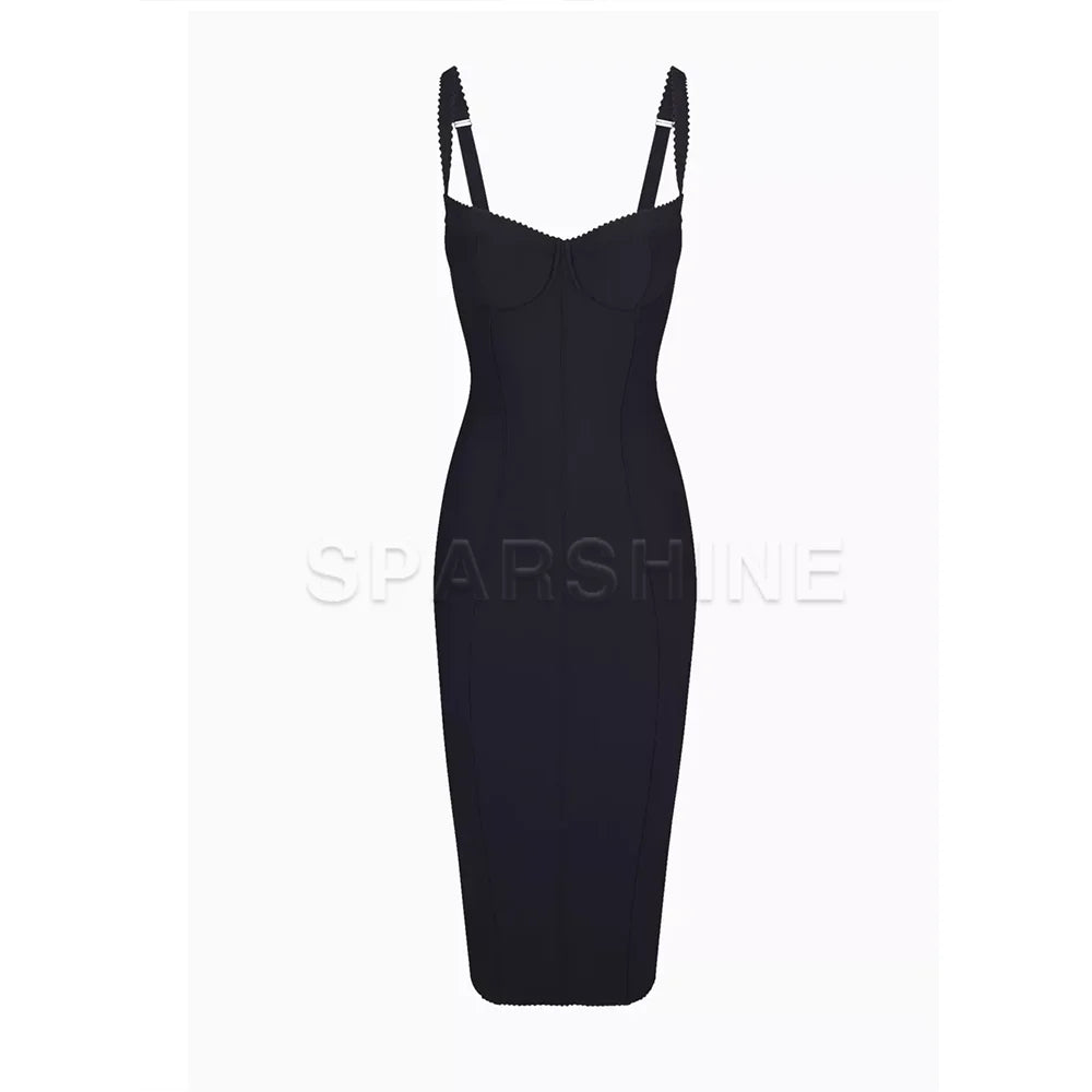 Sexy Leopard Print Dress Women's Sleeveless Fitted Stretch Bodycon Mid-Calf Dress Clubwear Evening Party Dresses