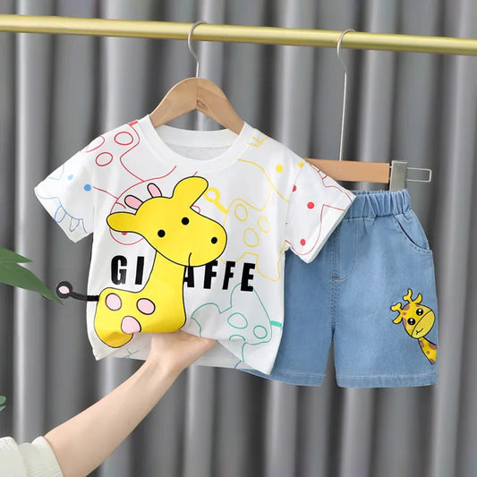 New Summer Baby Girls Clothes Suit Children Boys Fashion Cartoon T-Shirt Shorts 2Pcs/Sets Toddler Casual Costume Kids Tracksuits