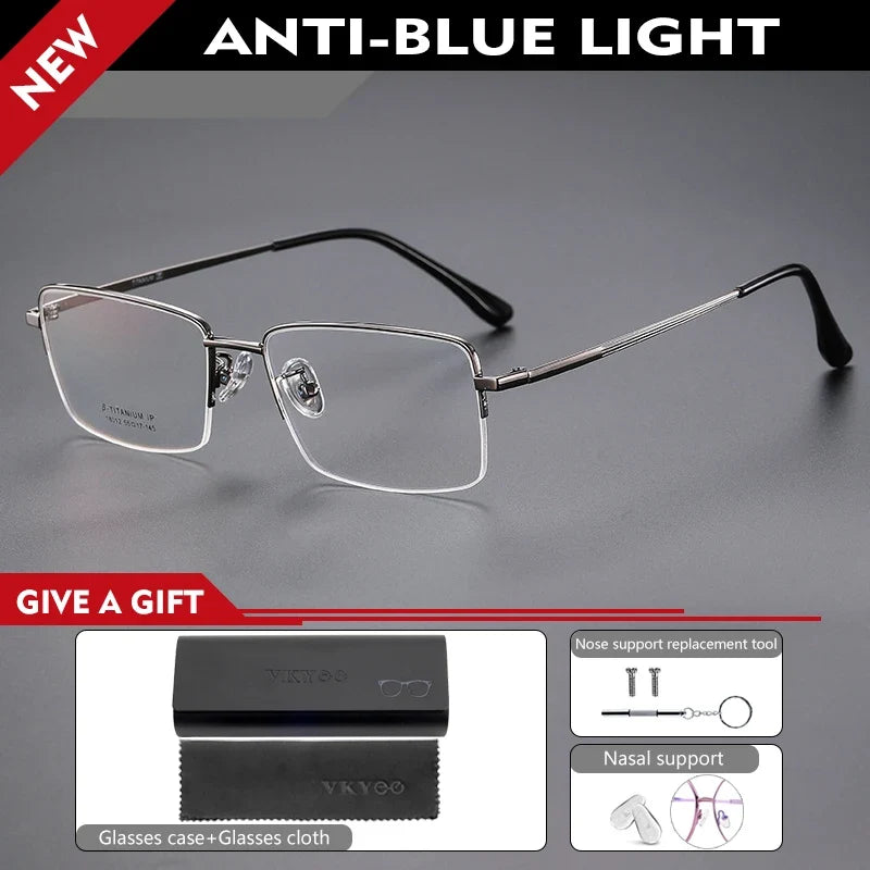 Simple New Retro Ultra-light Titanium Eyeglass Frames Men's Anti-blue Light Glasses Can Be Customized Prescription 18012