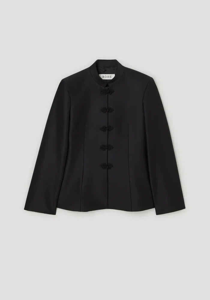 Women's Spring Summer Mandarin Collar Knot Button Blazer Elegant Office Casual Formal 2026 Trendy Feminine Fashion Blazer