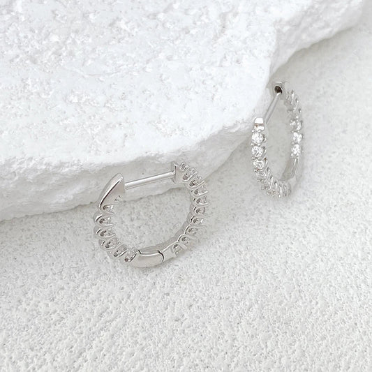 Full 1.5mm D Color Moissanite Ear Hoop Earrings 925 Sterling Silver Earring For Woman Wedding Engagement Trendy Jewelry