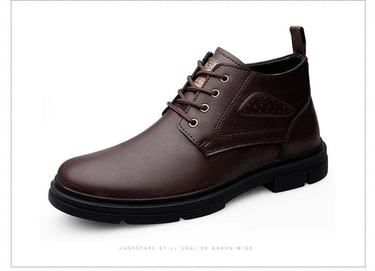 Keep Warm Comfy Split Leather Ankle Boots Winter Men Boots Fashion Lace Up Shoes for Man Lightweight Casual Boots