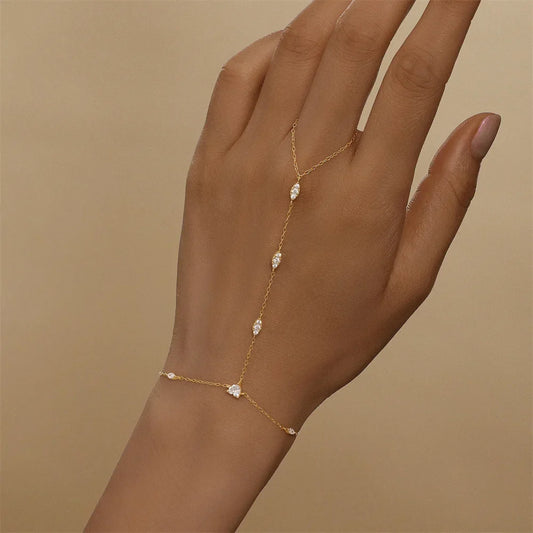 Bague de doigt en zircon 5A Bracelets chaîne Œil de cheval Trèfle porte-bonheur Bracelet en diamant de laboratoire pour femmes Réglable Bijoux en argent 925