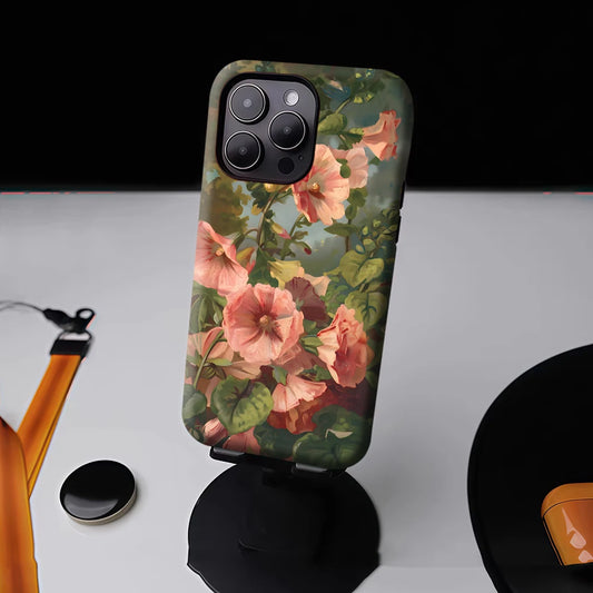 Hollyhock Oil Painting for Magnetic Phone Case for IPhone 17 16 15 14 13 Pro Max Plus Single Double-layer Tough Case