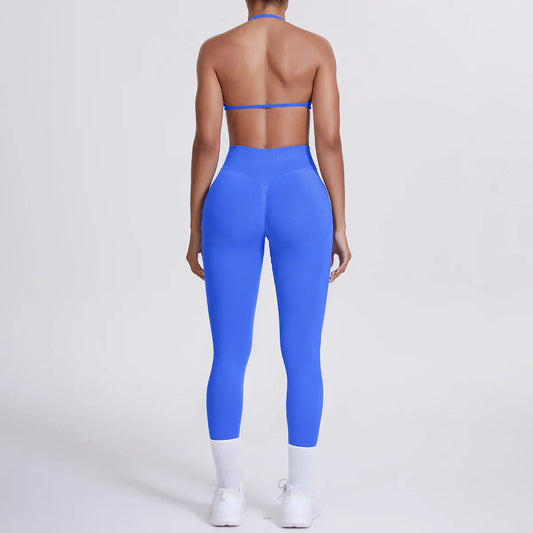 Women 2pcs Patchwork Sport Yoga Suit Training Sleeveless Sport Gym Tops Tummy Control Slimming Booty Leggings Yoga Suit Sports