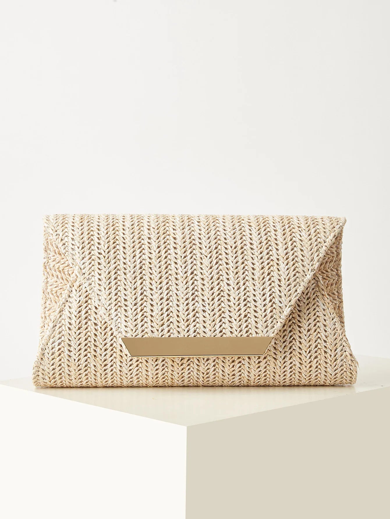 Women's Woven Clutch Bag, Beige, Solid Color, Summer, Holiday, Beach, Vacation Essential, Vacation Season, Versatile Business Commuter Women's Crossbody Bag, Casual, Simple, Beach