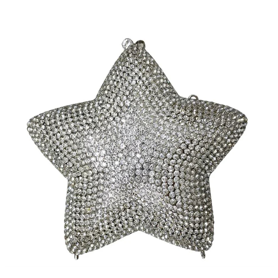 Star Shaped Crystal Evening Bags Women 2024 Boutique Gorgeous Gradient Colour Diamond Mini Clutch Purses Wedding Party