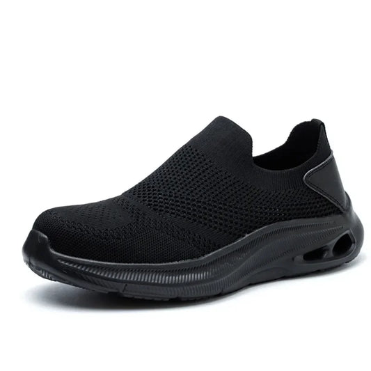 Summer Breathable Mens Work Safety Shoes Lightweight Steel Toe Anti Smashing Anti Slip Indestructible Male Boots Footwear