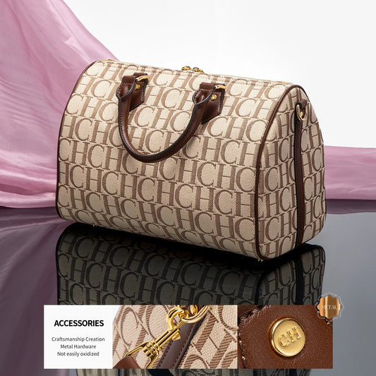 Women's Pillow Bag Autumn/Winter New Collection Letter Handbag Brown Boston Bag