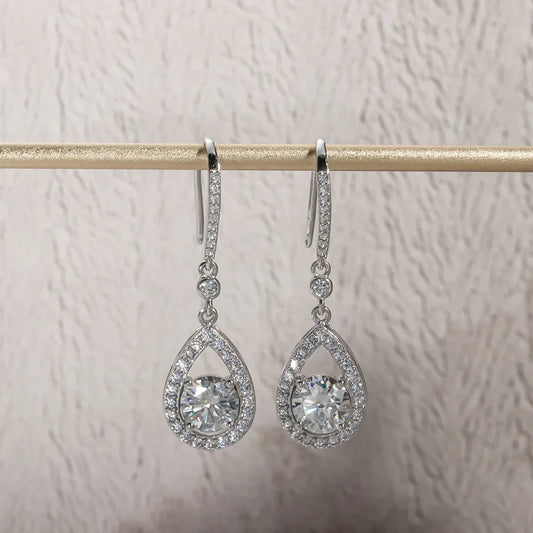 1ct D Color Moissanite Drop Teardrop Shape Earrings 925 Sterling Silve Hook Earrings for Woman Jewelry Gifts Wholesale