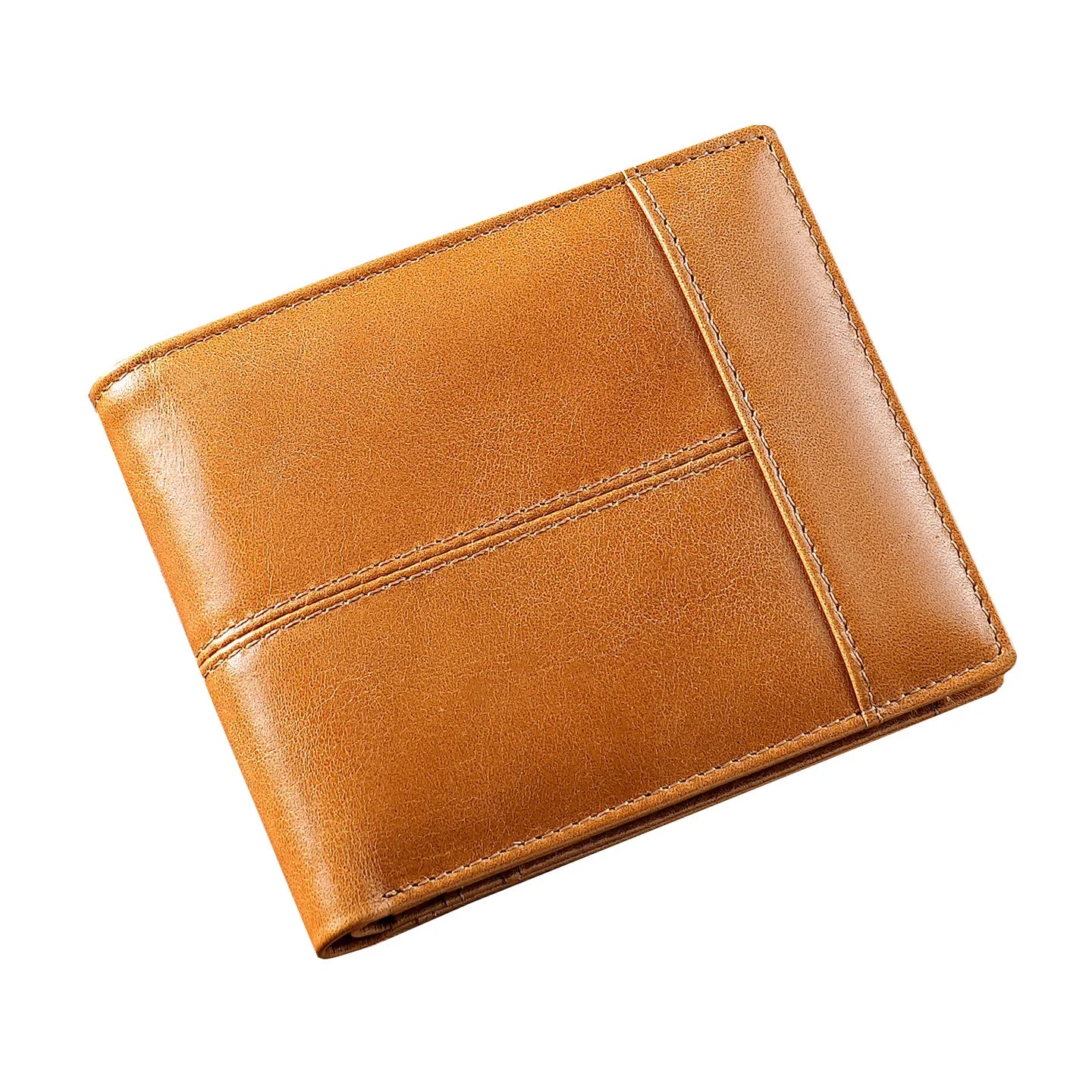 Custom Engravable Logo RFID Blocking Anti-theft Oil Wax First-layer Cowhide Short Men's Wallet Card Holder European American