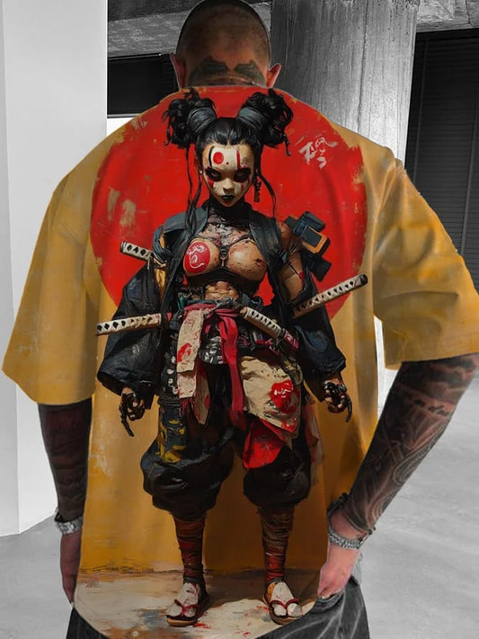 Men's and Women's Summer Fashion 3D Print Japanese Anime Printing T-shirt Casual Polyester Round Neck Casual Short Sleeve Tees