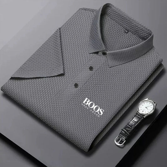 New men's high-quality ice silk short sleeved polo shirt for summer fashion, casual, comfortable, breathable and cool top