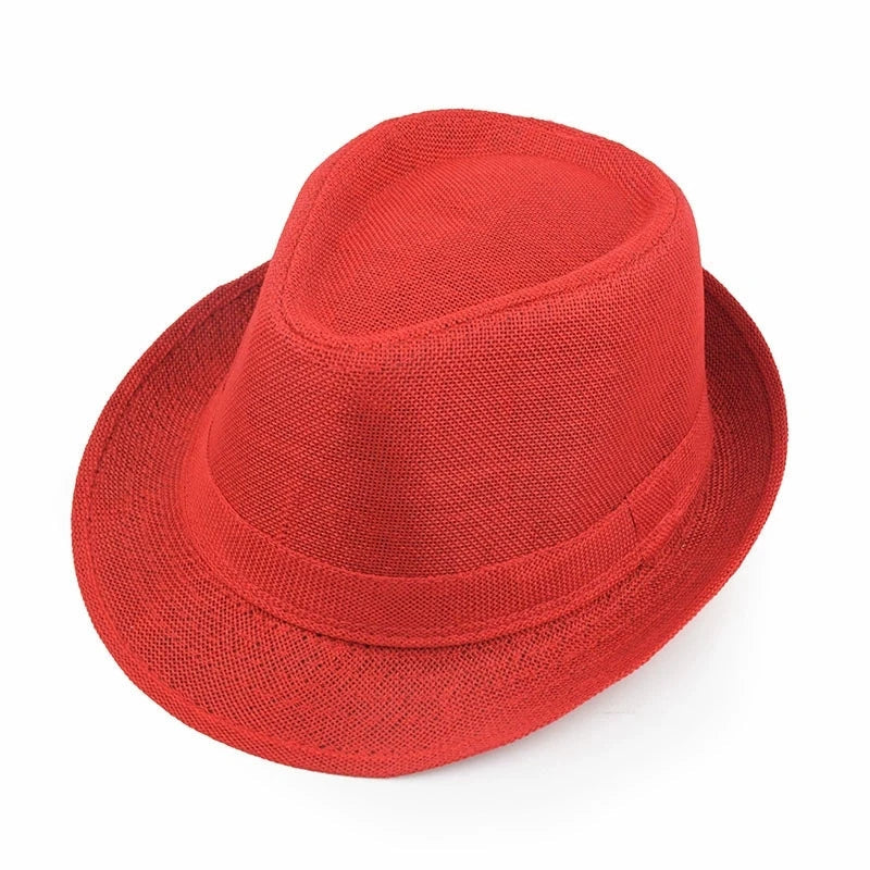 New Summer Linen Fedora Jazz Hat British Style Unisex Straw Hat Beach Sun Hat Sun Protection Korean Style Sun Hat
