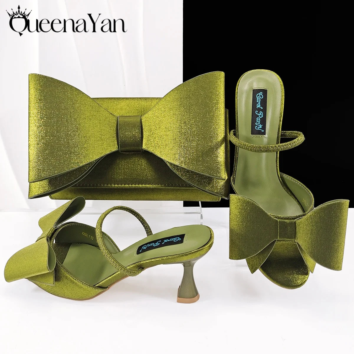 Italian Design Large Butterfly Knot Bag with Opening High Heels or Matching Bag Set - Stylish and Comfortable Women's Shoes