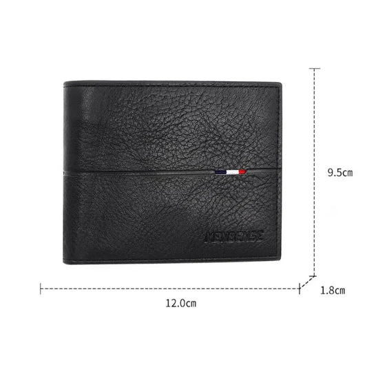 Portefeuille mince pour homme - Nouveau design court avec fermeture éclair, porte-cartes et photo, poche à monnaie simple - Cuir PU de haute qualité