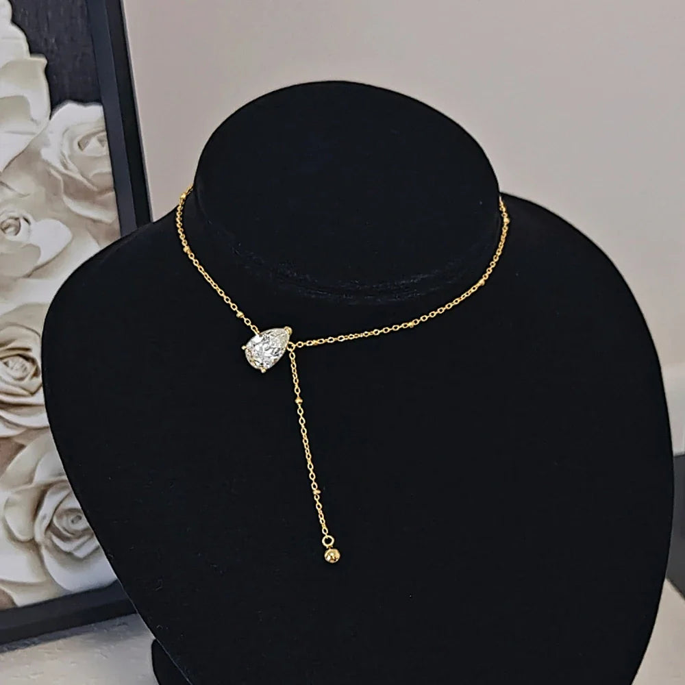 Certified 1/2/3Carat Waterdrop Moissanite Pendant Necklace For Woman S925 Silver Y-Style Pear Cut Solitaire Diamond Neckchain