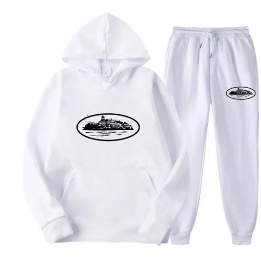 Loose Unisex Fleece-lined Printed Sweatshirt Hoodie Set Devil Prisoner Pattern New Female Casual Comfortable T