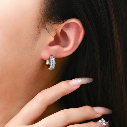 D VVS1 Round Moissanite Diamond Suit Earrings For Women S925 Sterling Silver 18K Gold Plated Engagement Wedding Jewelry