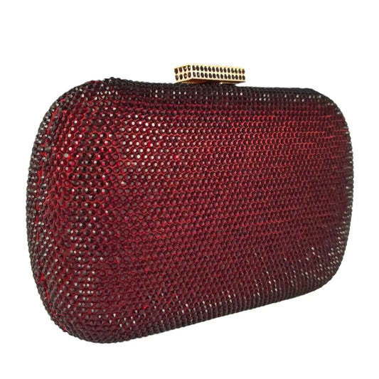 Burgundy Crystal Evening Bags and Clutches for Women Formal Party Rhinestone Handbags Wedding Clutch Purse
