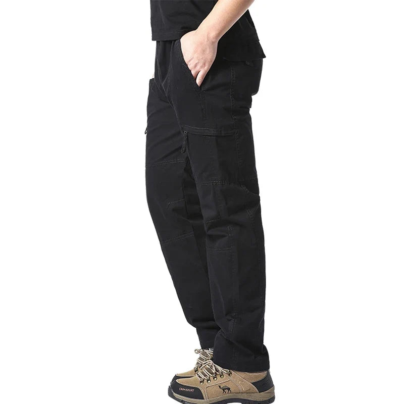 Summer Thin Cotton Overalls Men's Multi-Pocket Loose Large Size Work Pants Spring And Autumn Outdoor Sports Casual Pants