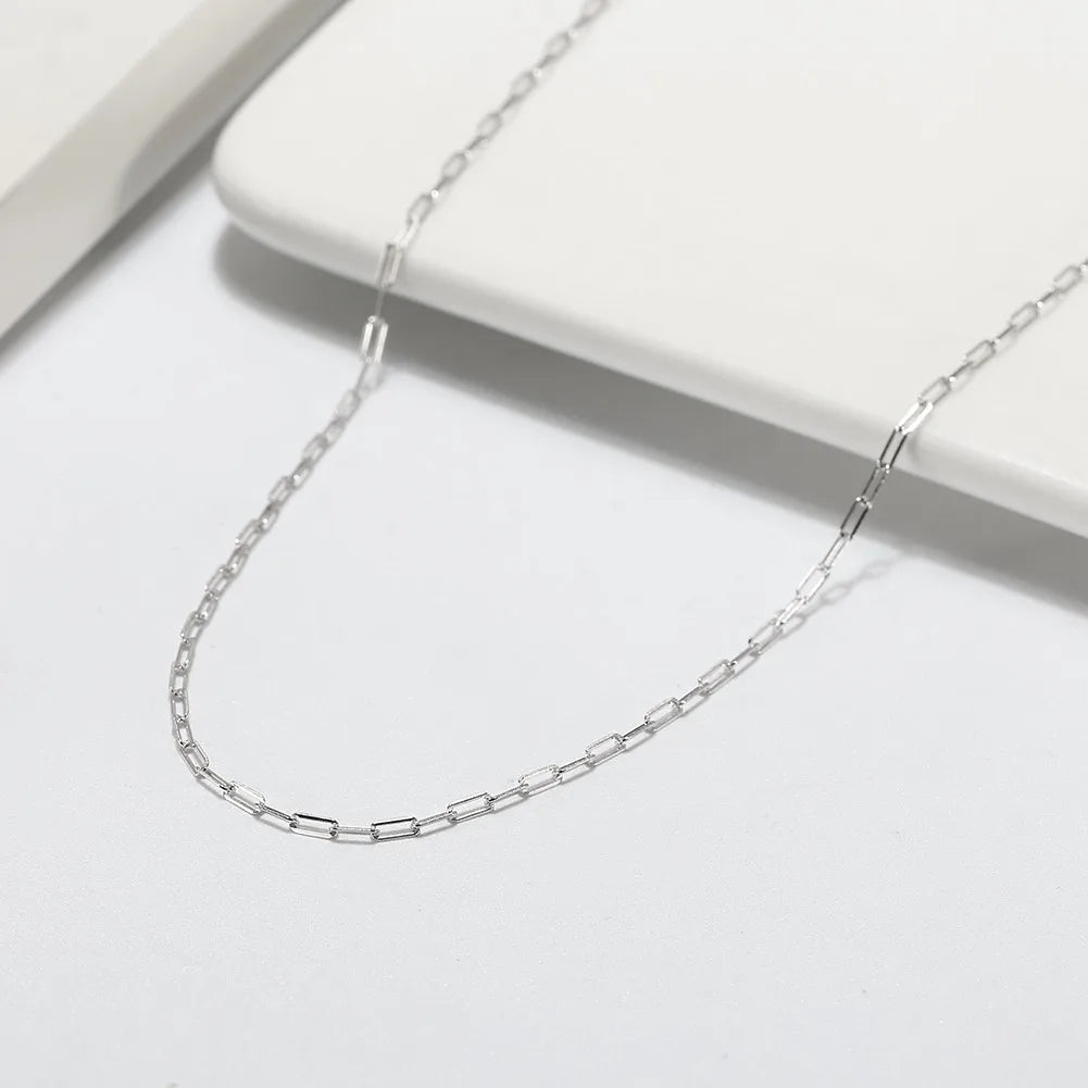 14K Gold 925 Sterling Silver 1.8mm Paperclip Neck Chain Fashion Link Chain Necklaces for Women Dainty Jewelry SC39