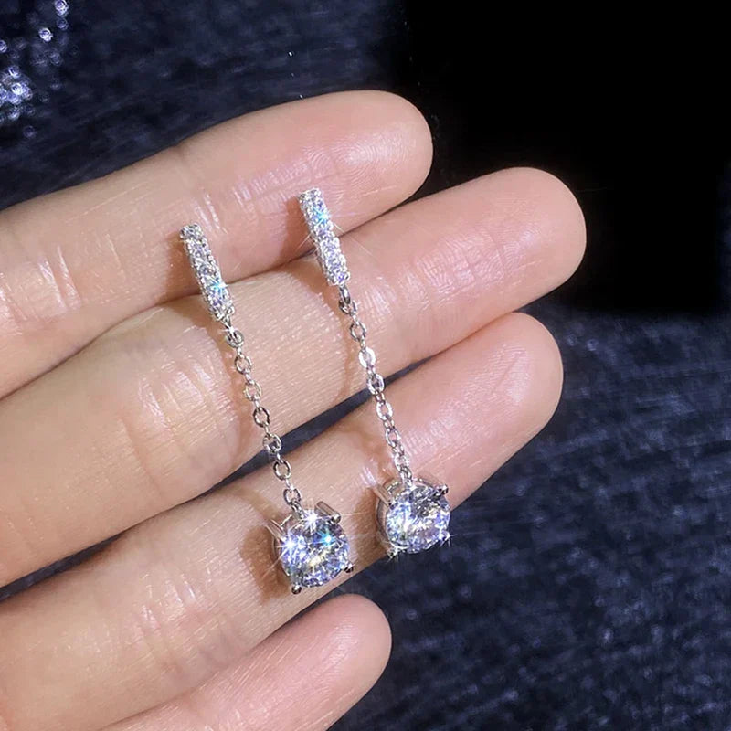 1 Carat D Color Moissanite Diamond Drop Earrings 925 Silver with White Gold Plated Charm Earrings For Women Wholesale