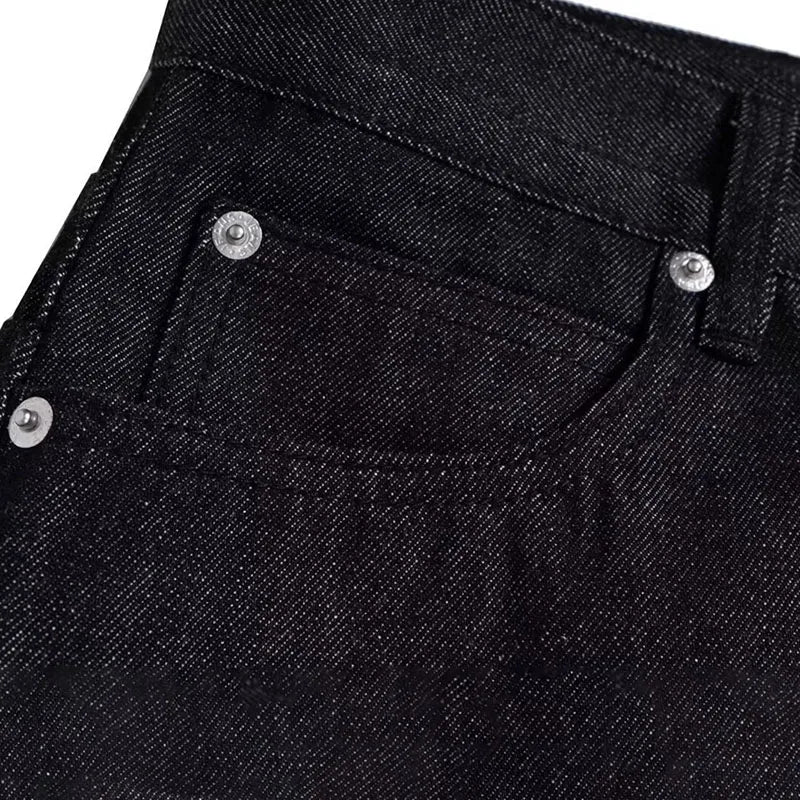 High Street Retro Buckle Design For Men'S Jeans Street Ruff And Handsome Loose Casual Wide Leg Pants Black Jeans