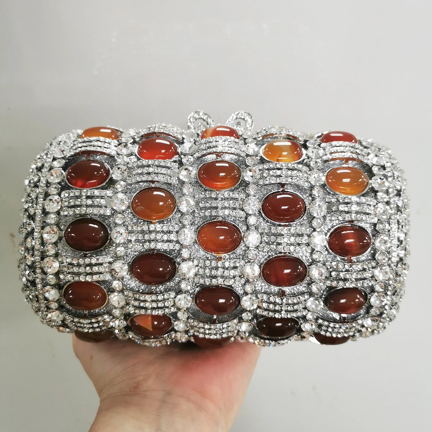 Golden Crystal Women Evening Bags Big Stones Clutch Bag Wedding Bridal Metal Minaudiere Handbags and Purses Ladies Party Clutch