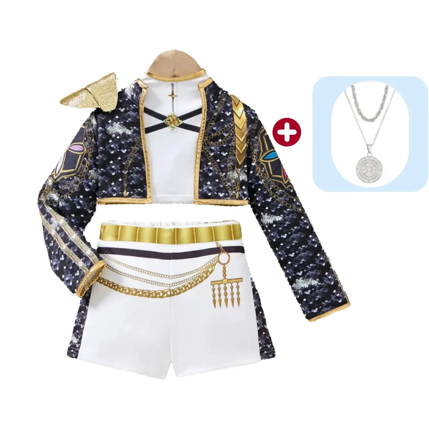 Girls' Black Phnom Penh K-POP Singing Stage Performance Costume Party sisters Group Singing Competition Cool Girl Jacket Sets