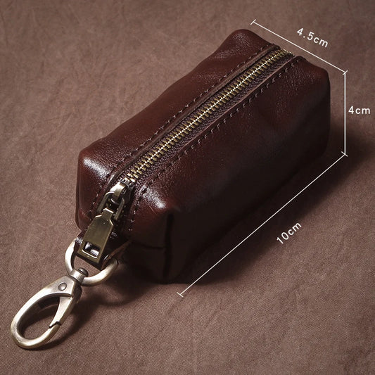 Porte-clés de voiture de luxe en cuir véritable de haute qualité, vintage, pour hommes et femmes, étui à clés en cuir de vachette à suspendre à la ceinture, organisateur de maison