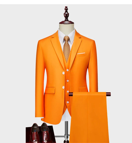 Men's Business Casual Suit for Weddings, Genuine Blazer, Vest and Pants, Big & Tall,Slim Fit Waistcoat, Dress Trousers, US Size