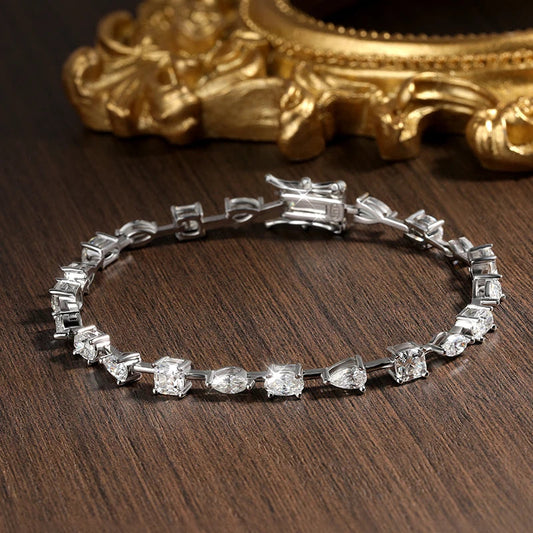 Bracelets tennis moissanite 6,3 - 8,1 carats pour femmes et hommes, diamants de laboratoire D VVS1, plaqué or 18 carats sur argent sterling 925