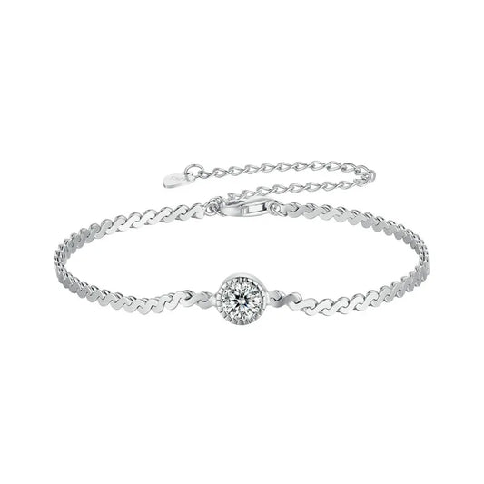 Bracelet scintillant en argent sterling 925, moissanite de 0,5 carat, serti clos, maillons de chaîne en diamant de laboratoire, pour femme, cadeau d'anniversaire