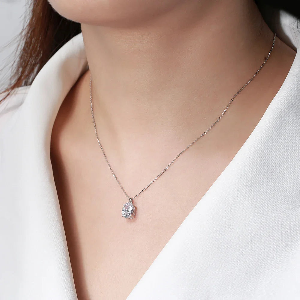 Classic Dainty 925 sterling Silver Princess Cut Solitaire Cubic Zirconia Pendant Necklace for Women Jewelry APN12