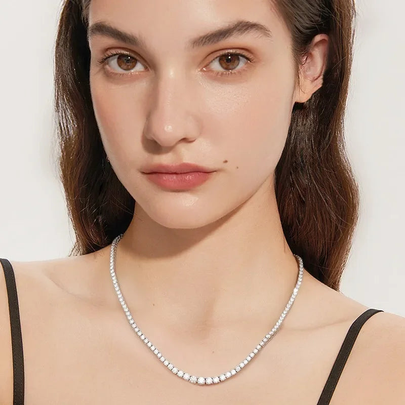 Moissanite Tennis Necklace For Women S925 Silver Plated 18k Gold Gradient Lab Diamond Neck Chain Luxury Jewelry GRA