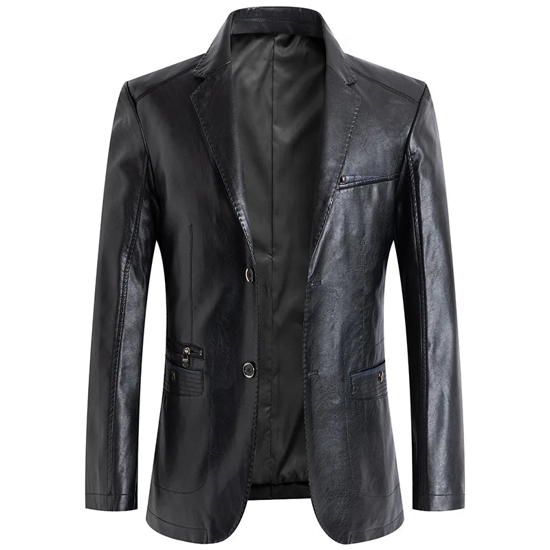 2025 Autumn Jacket Men Solid Color Leather Coat Jacket Casual Motorcycle Biker Coat Leather Jackets Male Big Size 6XL 7XL