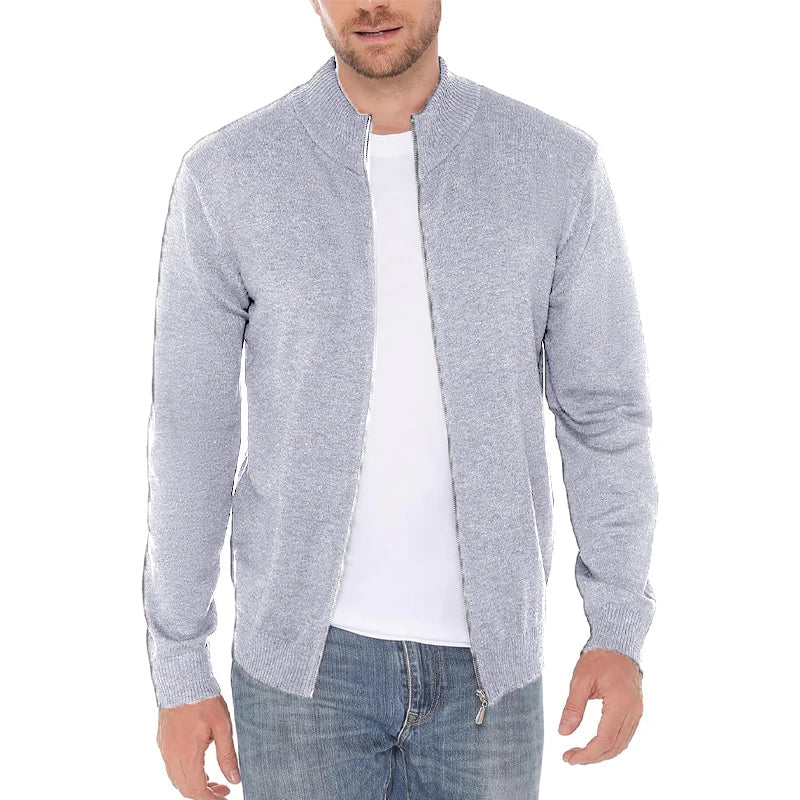 Men's Zipper SweatCoats Casual Cardigan Sweaters Stand Cold Blouse Knitwear Winter Outdoor Jumper Warm Streetwear