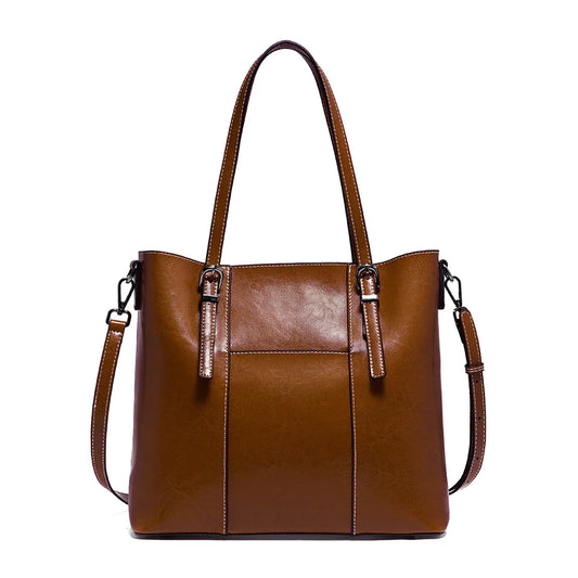 High Quality Women's Genuine Leather Tote Lady Luxury Designer Cowhide Shoulder Bag Large Capacity OL Handbag Shopper Bag