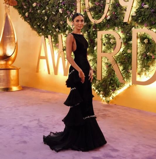 Customized High Quality Floor Length Sleeveless Tiered Backless Beaded Thin Suspeders Formal Dress Women Elegant Cocktail Dress