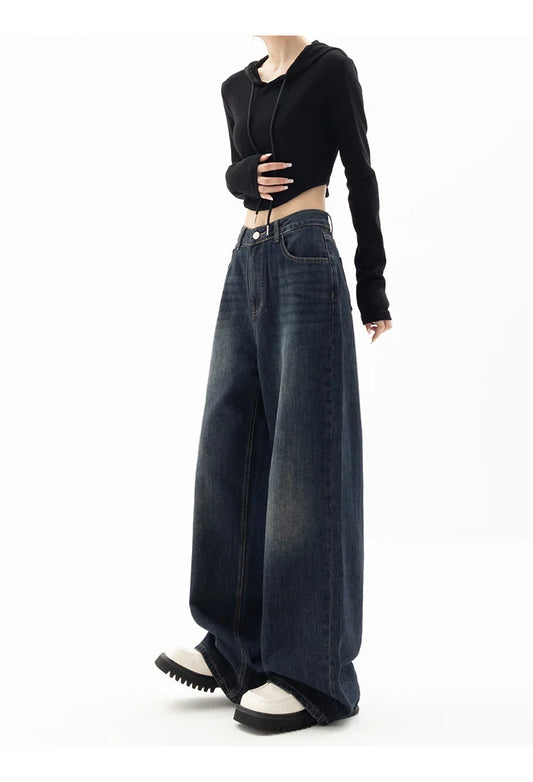 Y2K Vintage High Waist Harajuku Loose Jeans Pants Korean Fashion Women's Grunge Wide Leg Oversized Denim Trouser Female Clothes