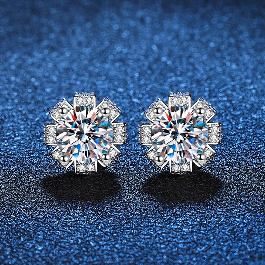 New In D Color 1CT Moissanite Screw Earrings For Women Girls Party Fine Jewelry S925 Sterling Silver Diamond Stud Earring