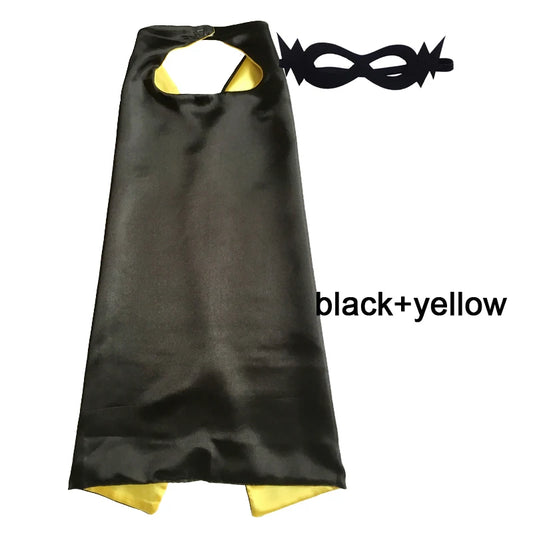 Superhero Capes with Mask REVERSIBLE Two Colored Child Cape Birthday Party Favor Satin Solid Capes Boys Girls Satin Capes