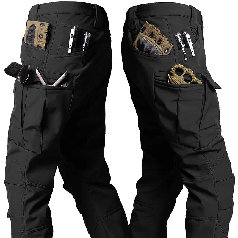 Outdoor Tactical Set Men Military Multi-pocket Hooded Work Jacket+Windproof Waterproof Fleece Cargo Pants Winter Sharkskin Suit