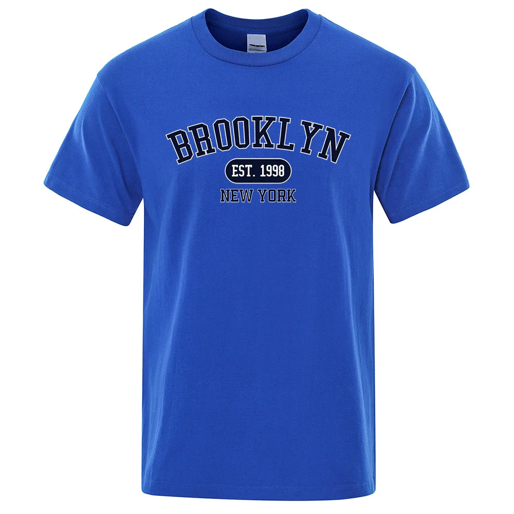 New York Letter T Shirts Man Casual Crewneck Streetwear Breathable Fashion Summer Tops Cotton Loose T-Shirts