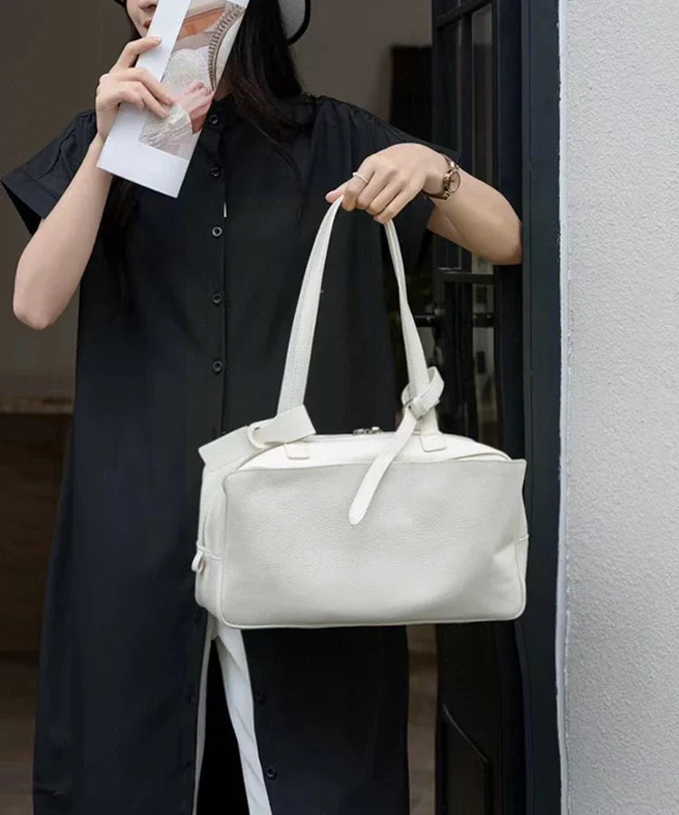 High version genuine leather pillow bag for women 2026 new all-match large capacity first layer cowhide bowling bag for women