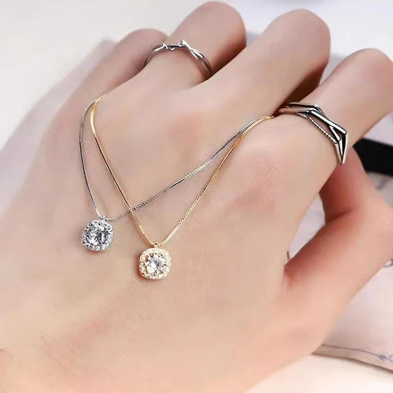 2026 NEW 100% 925 Sterling Silver Winter Collection Sparkling Love Necklace Fit DIY Women Fashion Original Jewelry Gift
