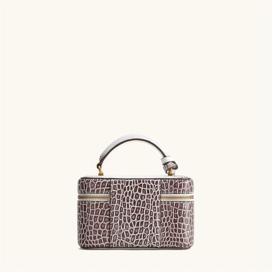 Women Shoulder Bag Crossbody Handbag Croc Embossed Small Square Box Purse French Vintage Messenger Bags Exquisite Ladies