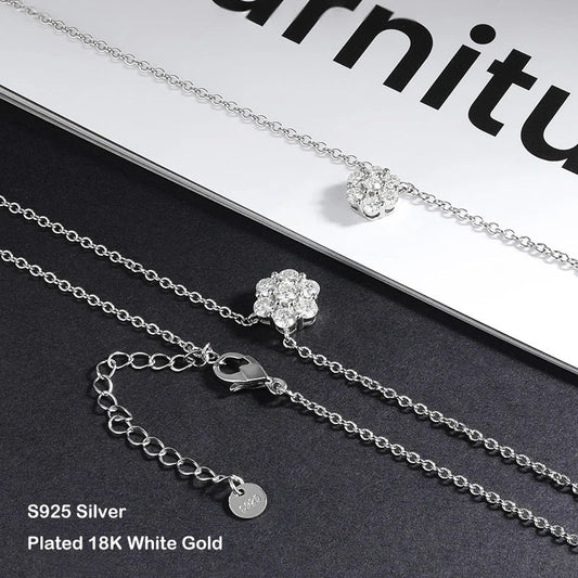Bracelet en moissanite avec certification GRA, motif fleur, taille 1,5/2,5/3 mm, couleur D, en argent 925, avec diamants, pour homme et femme, cadeau